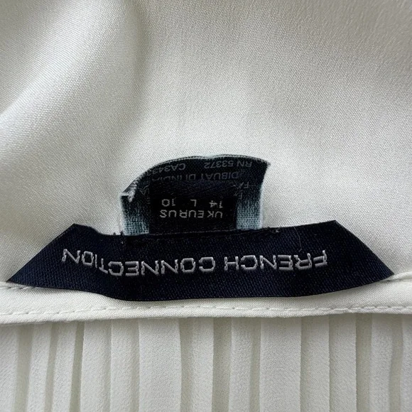 French Connection White Lace Bodice Pleated Maxi Dress Spaghetti Straps US 10 - Picture 6 of 6